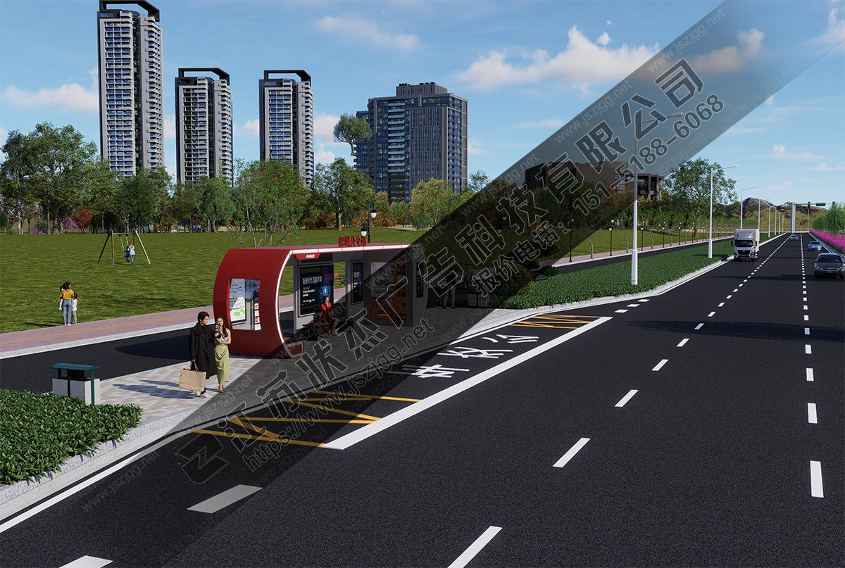 智慧城市公交站臺(tái)全景圖